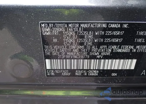 2022 Toyota Rav4 Xle from USA, damaged, VIN 2T3P1RFV1NC318779